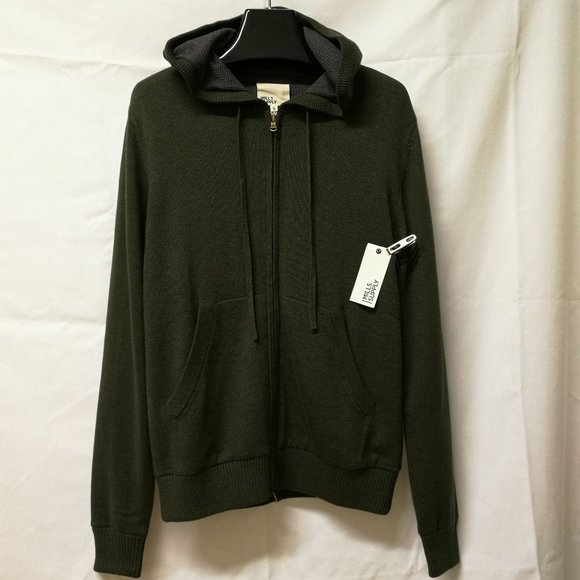 (NWT)MILLS SUPPLY Men Wood Hooded Full Zip Cardigan Size: S/Green